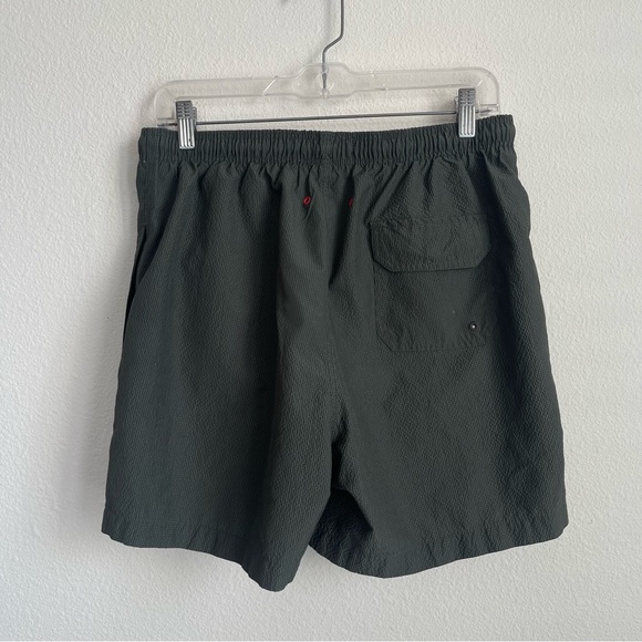 Solid & Striped Seersucker Dark Green Swim Trunks - Picture 4 of 7